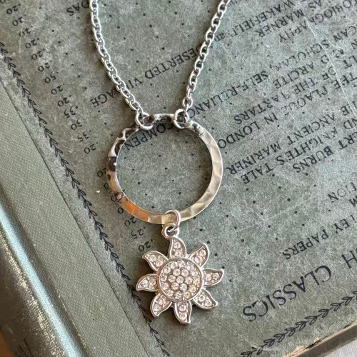 Silver Sun Bohemian Choker Minimal Necklace Artisan Made Chain 16" Per Pc