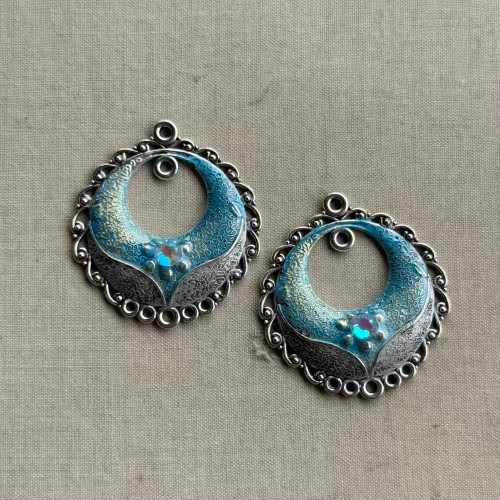 Teal Daisy Filigree Chandelier Hoop Findings Artisan Earring Components Q2 Per Pkg