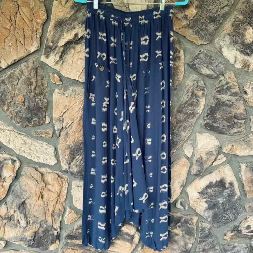 Navy Blue Brick Harem Pants Stretchy Waist All Cotton Jaded Gypsy O/S
