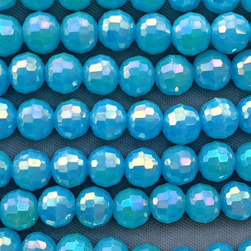 River Blue AB 6mm Faceted Round Disco Ball Chinese Crystal Glass Beads Per Strand