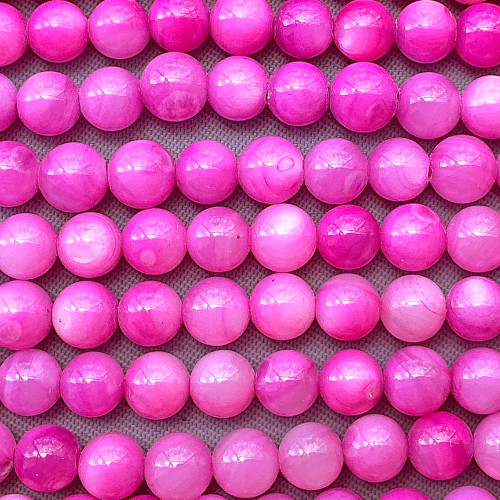 Neon Fuchsia Dyed MOP 4mm Round Beads Per Strand