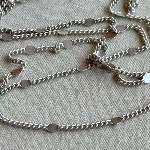 2mm Satellite Hammered Curb Chain Soldered Antique Silver Plated Per Foot