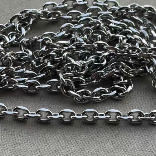 6x4mm Faceted Cable Chain Not Soldered Stainless Steel Per Foot