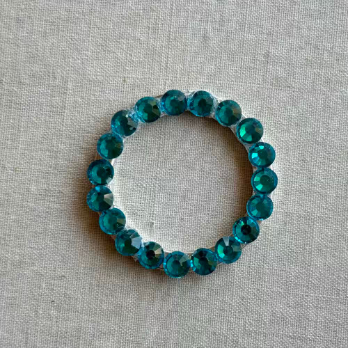 33mm Rhinestone Ring Connector Teal Artisan Made Per Pc