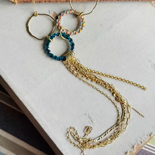 Orbiting the Planets Necklace Hamilton Gold Chain Artisan Made Per Pc