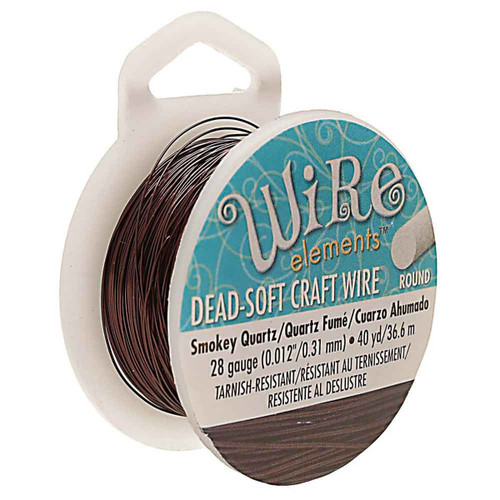 28ga Smokey Quartz Craft Wire Elements Round Dead Soft Tarnish Resistant 40 Yard Spool