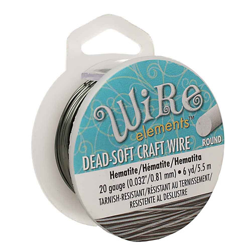 20ga Hematite Craft Wire Elements Round Dead Soft Tarnish Resistant 6 Yard Spool