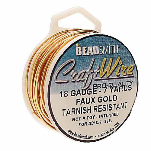 18ga Faux Gold Craft Wire Elements Round Dead Soft Tarnish Resistant 7 Yard Spool