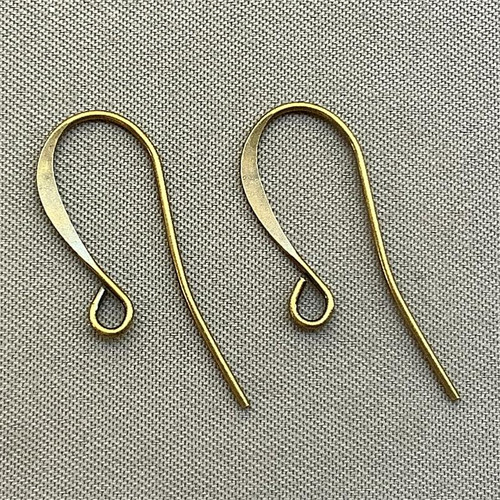 Antique Brass Plated Alloy 22 Gauge Flat French Hook 25x10mm Earwires Q20 Pair per Pkg