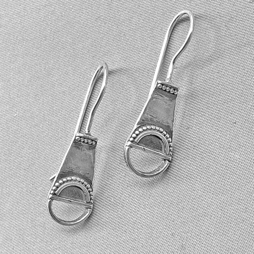 30x10mm Decorative Half Circle 19ga Earwires Sterling Silver Made in Bali Q1 Pair Per Pkg