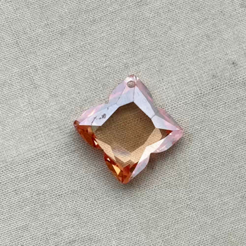 21mm Persimmon Cubic Zirconia Micro Faceted Quatrefoil Per Pc