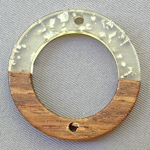 Silver Specks 28mm Resin Walnut Wood Circle Washer Links Q4 Per Pkg