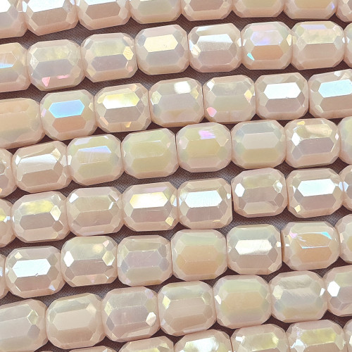 Bisque AB Faceted Barrel 9x8mm Chinese Crystal Glass Beads Per Strand