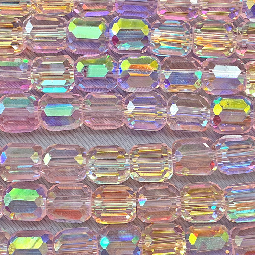 Rose Pink Starlight Faceted Barrel 9x8mm Chinese Crystal Glass Beads Per Strand