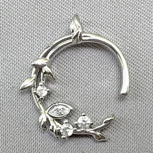Clear Crystal Rhinestone Vine Circle Charms 17x16mm Antique Silver Plated Alloy Q2 Per Pkg
