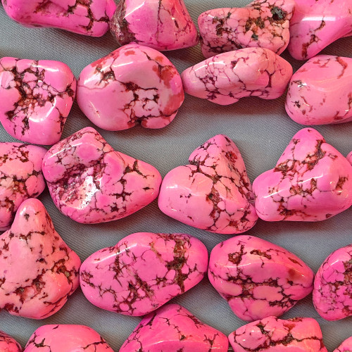 Dyed Rose Pink Magnesite 30-20mm Nugget Semi-Precious Stone Beads Per Strand