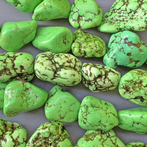 Dyed Mint Green Magnesite 28mm-15mm Nugget Semi-Precious Stone Beads Per Strand