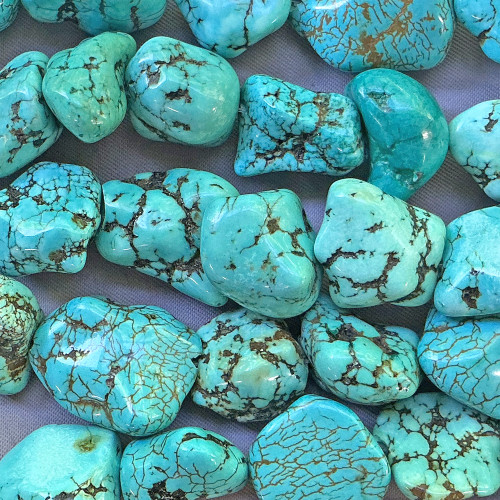 Dyed Turquoise Magnesite 25-12mm Nugget Semi-Precious Stone Beads Per Strand