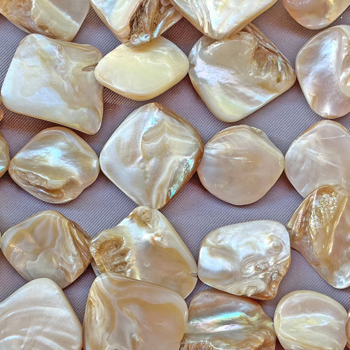 Coffee Cream Nugget 15-22mm Natural MOP Shell Beads Per Strand