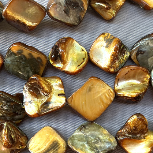 Pecan Brown Nugget 15-22mm Natural MOP Shell Beads Per Strand