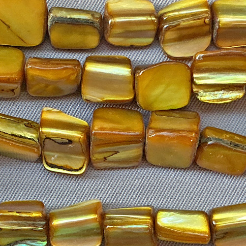 Pecan Brown Square Nugget 8mm Dyed MOP Beads Per Strand