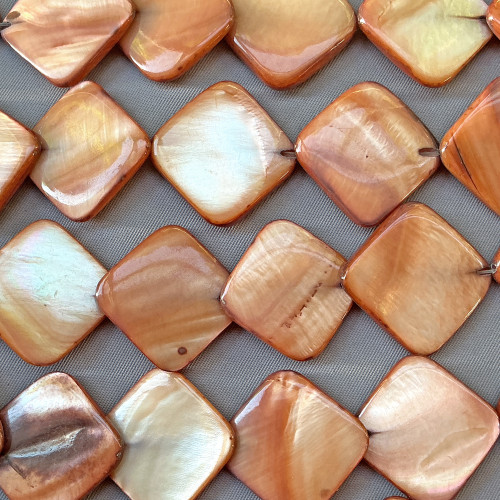 Sepia Diamond 25mm Dyed MOP Shell Beads Per Strand