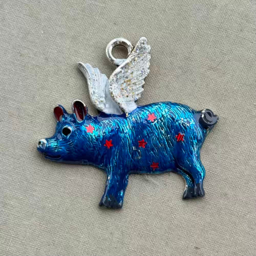 JamBOARee USA Star Flying Winged Pig Pendant Hand Painted Per Pc