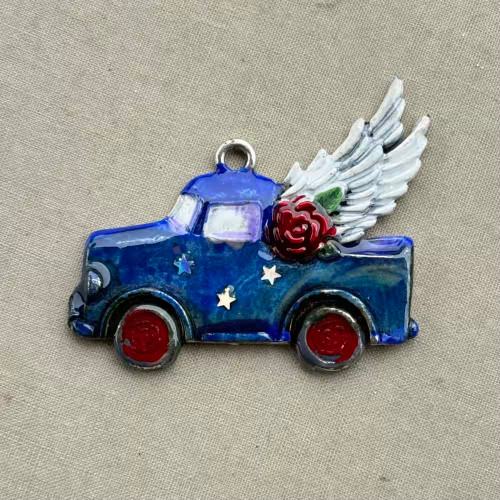 Jamboree Pickup Patriotic Americana Blue Stars Flying Junk Truck Pendant Per Pc