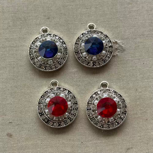 Red Blue Bling Charms Rhinestone Sparkly Cup Chain Artisan Made Q4 Pcs