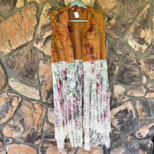 Rose's Kiss Suede Vest Lace Mesh Kimono Origami 2XL