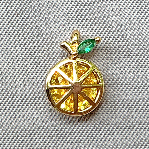 Micro Pave CZ Lemon Slice Fruit Charms 11x8mm 18kt Gold Plated Brass Q2 Per Pkg