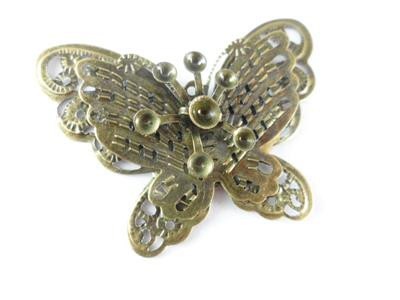 Layered Butterfly Antique Brass Filigree Pendant Q10 - per pkg