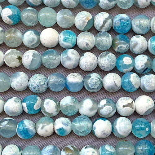 Sky Blue Marble Dragon Crackle Agate 6mm Round Semi Precious Stone Beads Per Strand