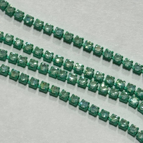 2mm Sea Green Opal Rhinestone Cup Chain Chain Enamel Plated Q1 Foot