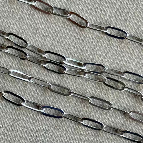 6x3mm Flat Paperclip Chain Soldered Platinum Plated Per Foot