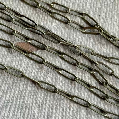 11x4mm Flat Paperclip Chain Soldered Antique Brass Plated Per Foot