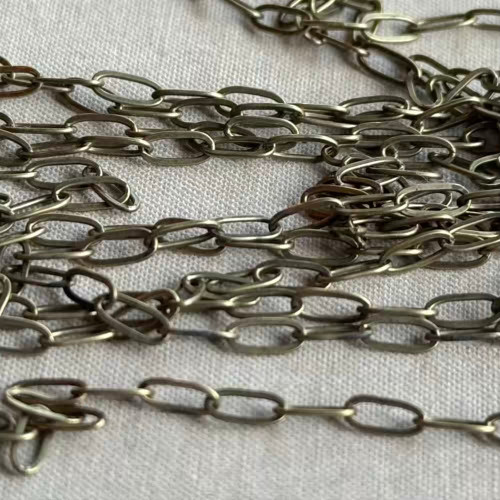 6x3mm Flat Paperclip Chain Soldered Antique Brass Plated Per Foot