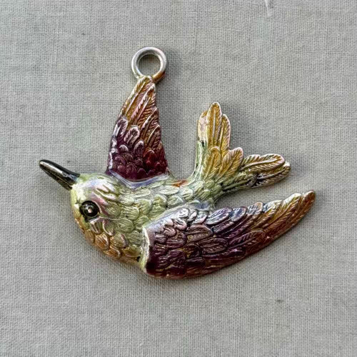 Costa’s Hummingbird Pendant Artisan Hand Painted Bird 53x45mm Per Pc