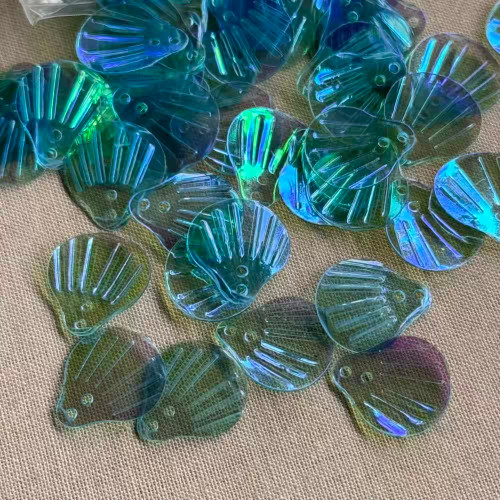 14x12mm Mermaid Scale Fish Fin Sequins Acrylic Iridescent Aqua Per Pkg