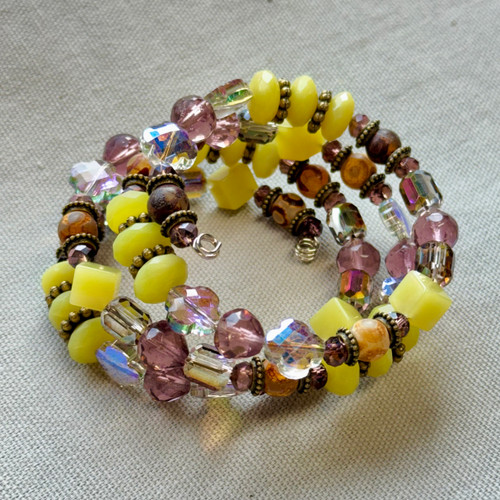 Gypsy Wild Memory Wire Bracelet Bangles Beaded Artisan Made in the USA