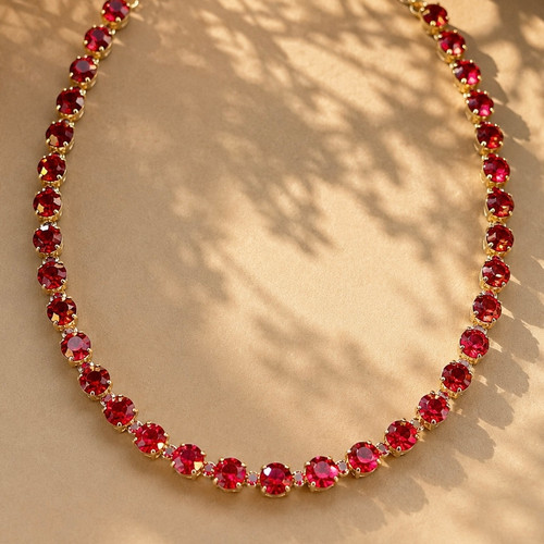 Imperial Fire Necklace Crystal Riviere Cup Chain Red Hamilton Gold Artisan Made Per Pc