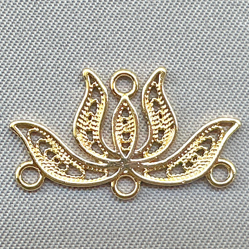 Lotus Flower 4 Loop Chandelier Links 13x22mm Gold Plated Alloy Q4 Per Pkg
