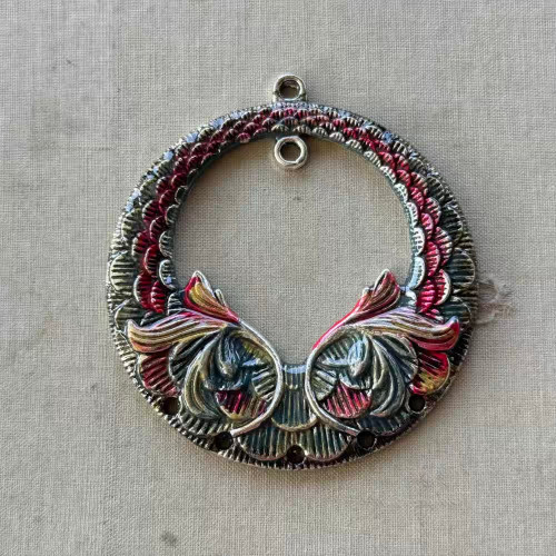 Empress Jade Oceania Art Nouveau Pendant Artisan Hand Painted 62x58mm Per Pc