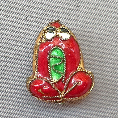 Red Frog Cloisonne Enamel Beads 17x13mm Gold Plated Alloy Q4 Per Pkg