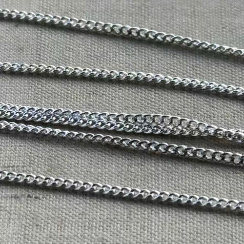 1.5x1mm TINY Curb Chain Shiny Silver Plated Iron Per Foot