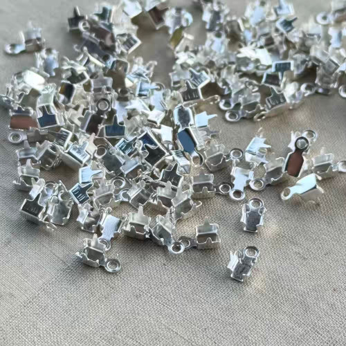 3mm Cup Chain Ends Silver Plated Alloy 7x3mm 100Pcs Per Pkg