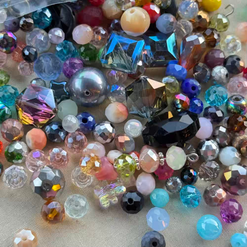 Crystal Bead Mix Lot Assortment Random Multi Size Per Pkg