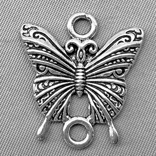 Butterfly 2 Loop Links 25x23mm Antique Silver Plated Alloy Q6 Per Pkg