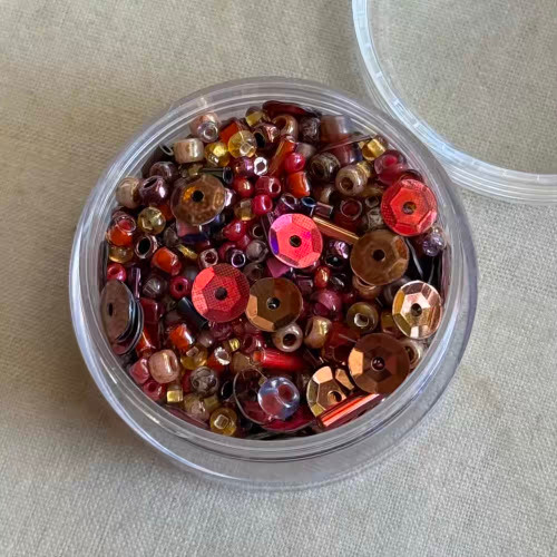 Autumn Seed Bead Mix Jar Multi Sizes Shapes Sequins 1oz