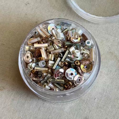Winter Frost Seed Bead Mix Jar Multi Sizes Shapes Sequins 1oz